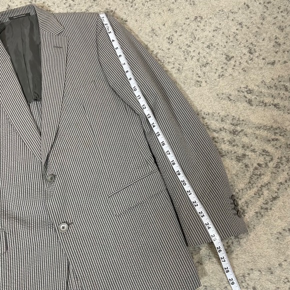Z Zegna City Seersucker Stripe Silk Blend Sport Blazer Men's US 42R Grey - Picture 8 of 9